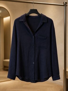 Shade & Shore Navy Button-Down Long Sleeve Shirt